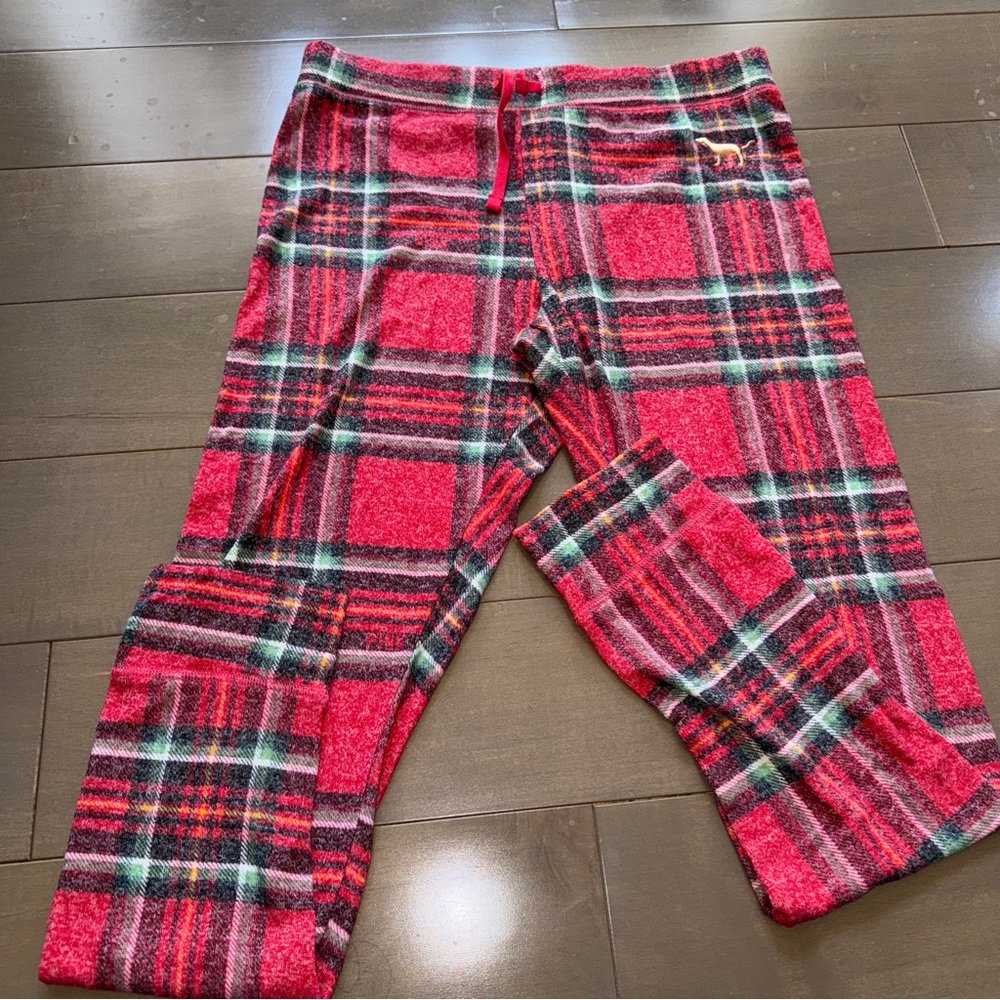 PINK Victoria's Secret Red Plaid Joggers